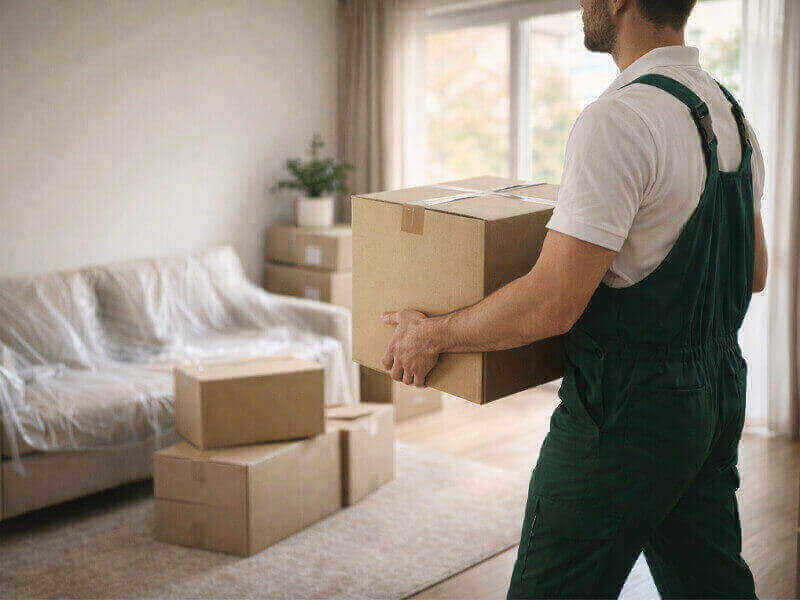 operatore durante il trasloco di una casa privata
