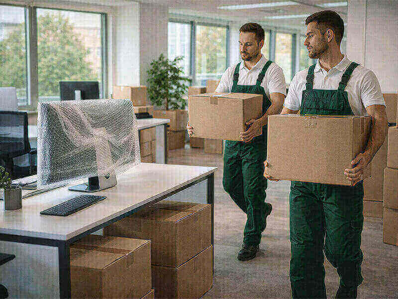 operatori durante il trasloco di un ufficio